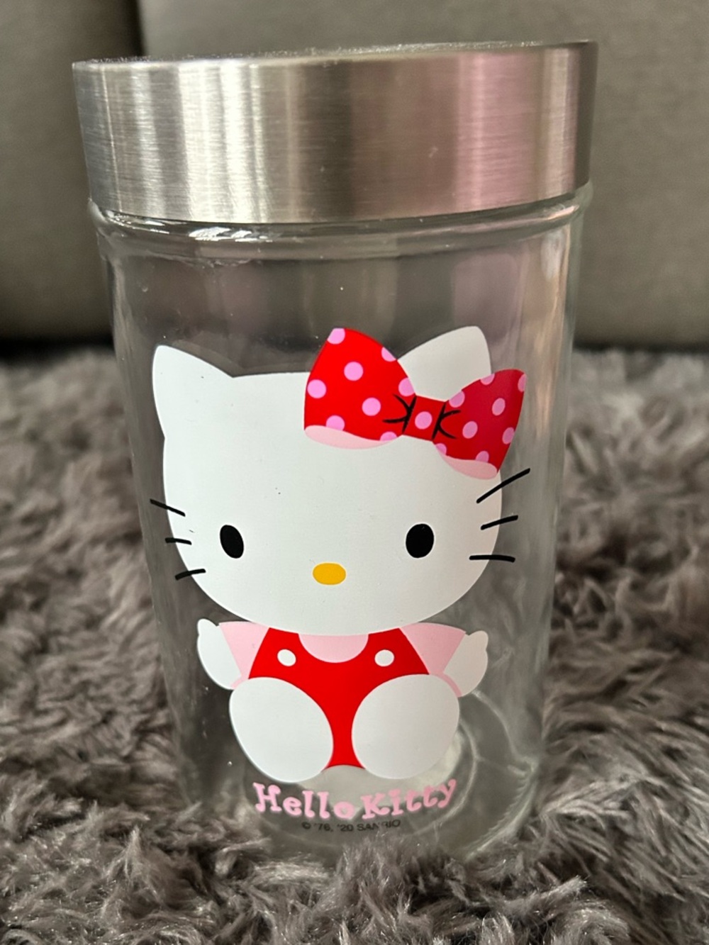 Sanrio Hello Kitty Clear Glass Jar  with Metal Lid